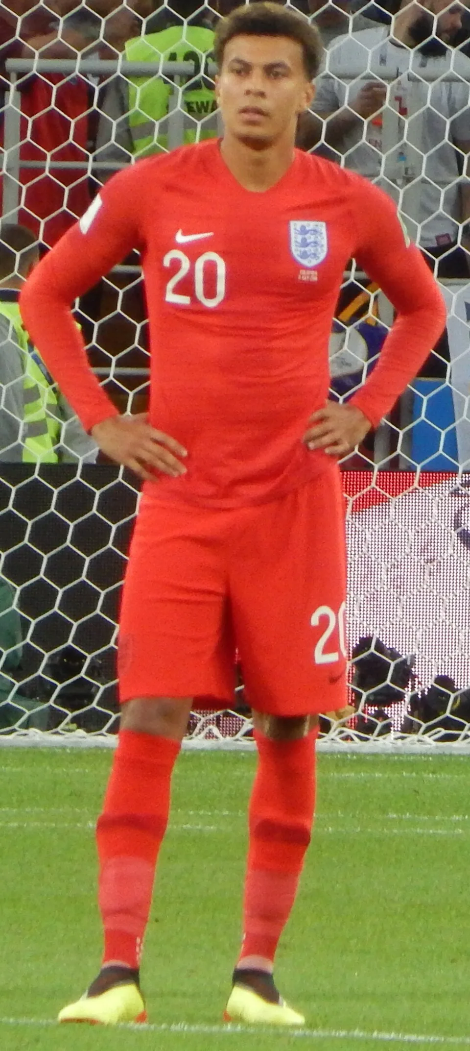 Dele Alli in an England shirt at the 2018 World Cup against Colombia