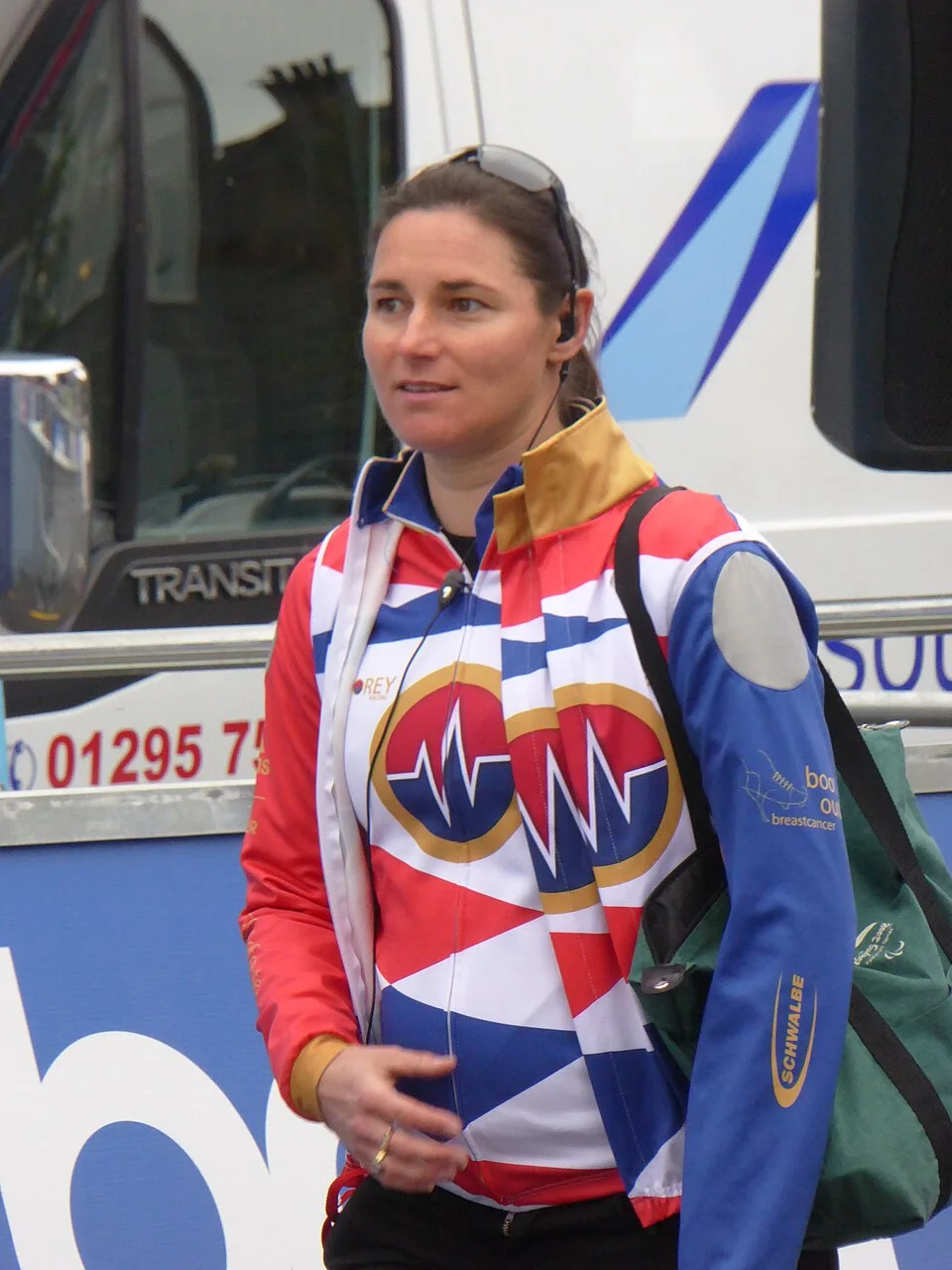Sarah Storey in her Storey Racing kit before a Tour Series race in Motherwell, 2017